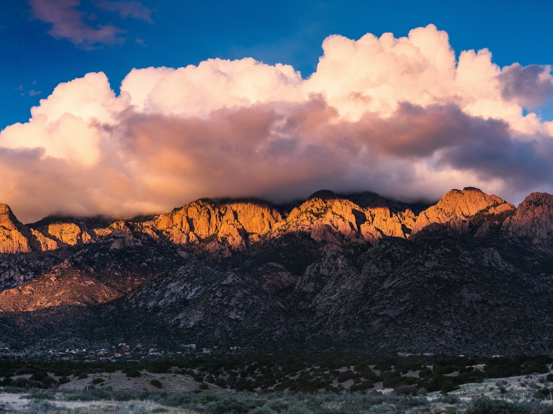 Sandia Mountains above Albuquerque at sunset